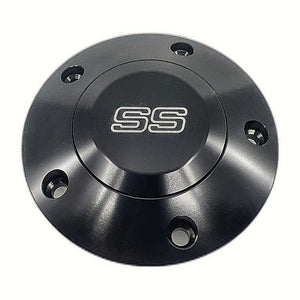 Black SS horn button underside with mounting hardware