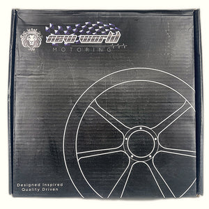 New World Motoring steering wheel product box side