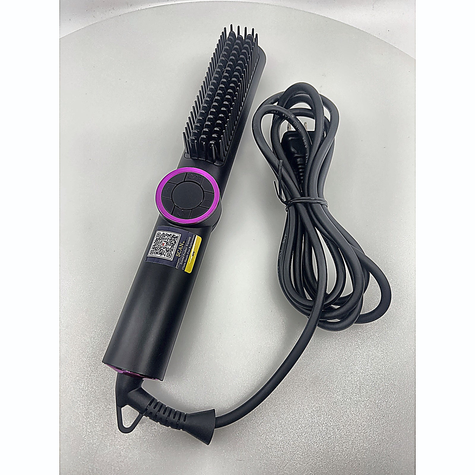 JolinKoin Hair Straightener Brush side view with cord