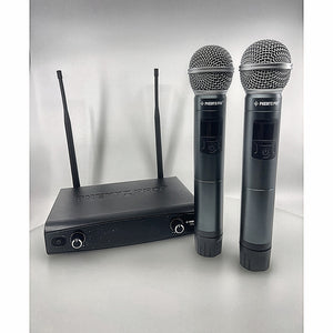 Phenyx Pro PTU-52-2H wireless microphone system with receiver and two handheld mics