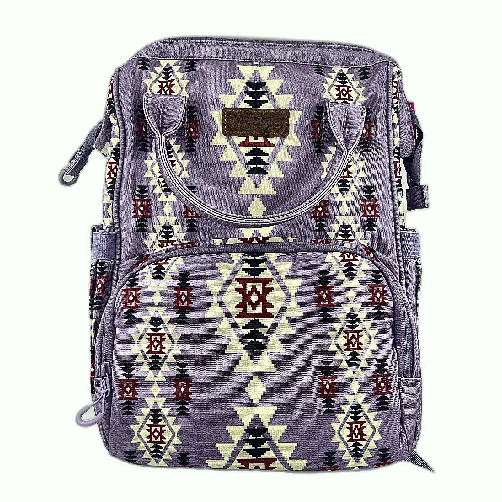 Wrangler Aztec Diaper Bag Backpack front view purple