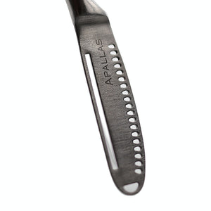 Apallas butter knife blade close-up with slicer holes