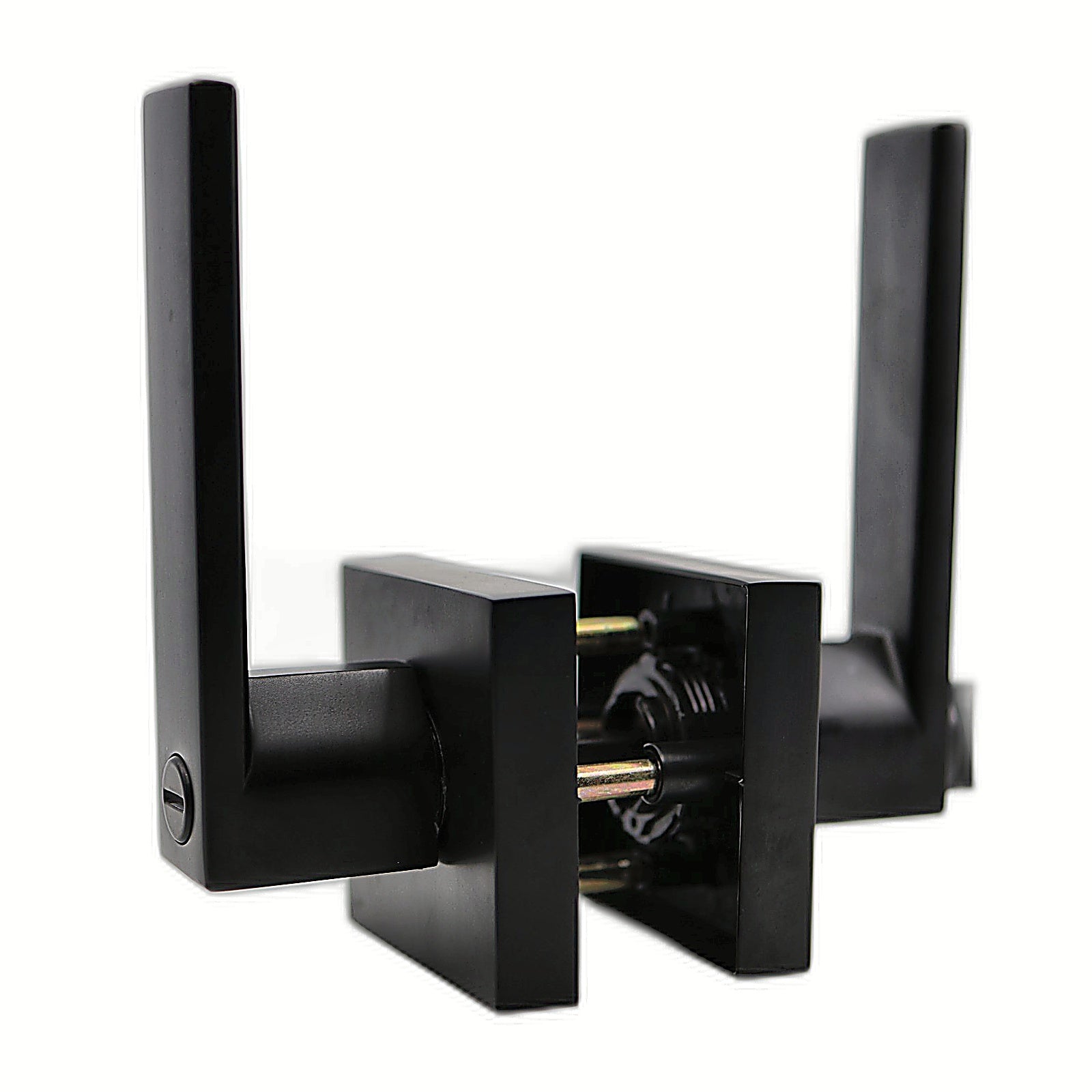 Probrico matte black privacy door lever disassembled front view