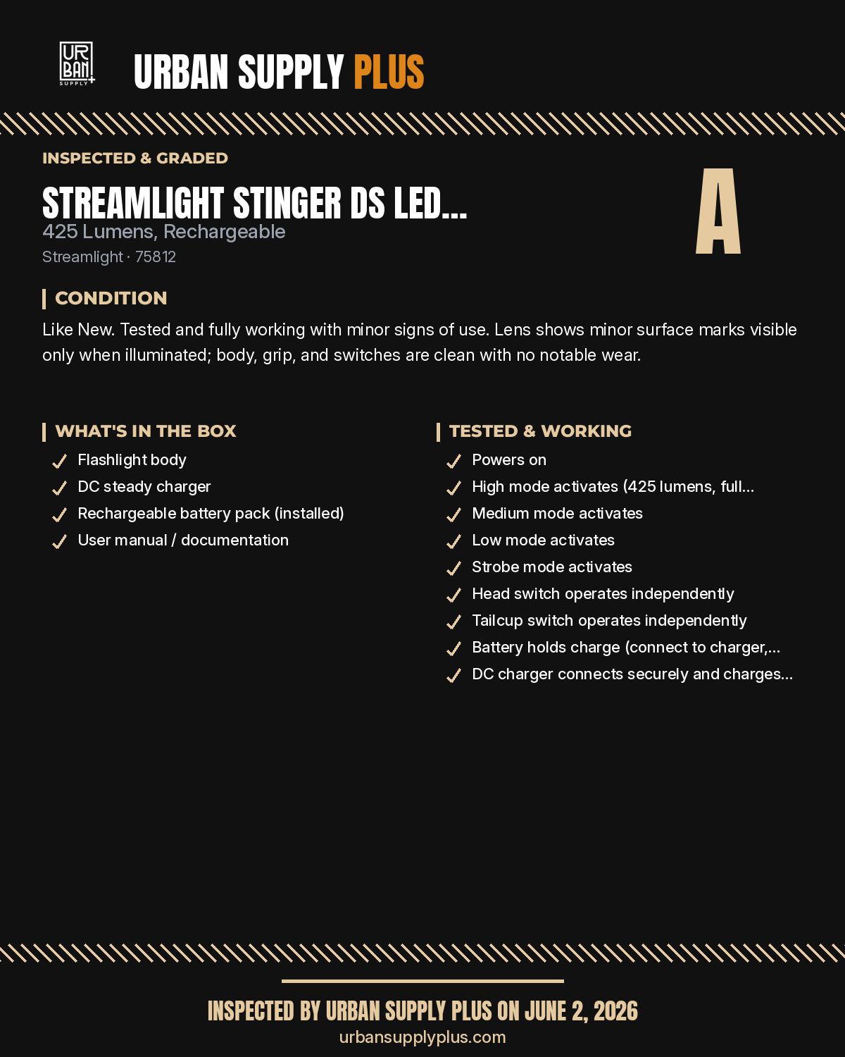 Urban Supply Plus diagnostic report — Grade A