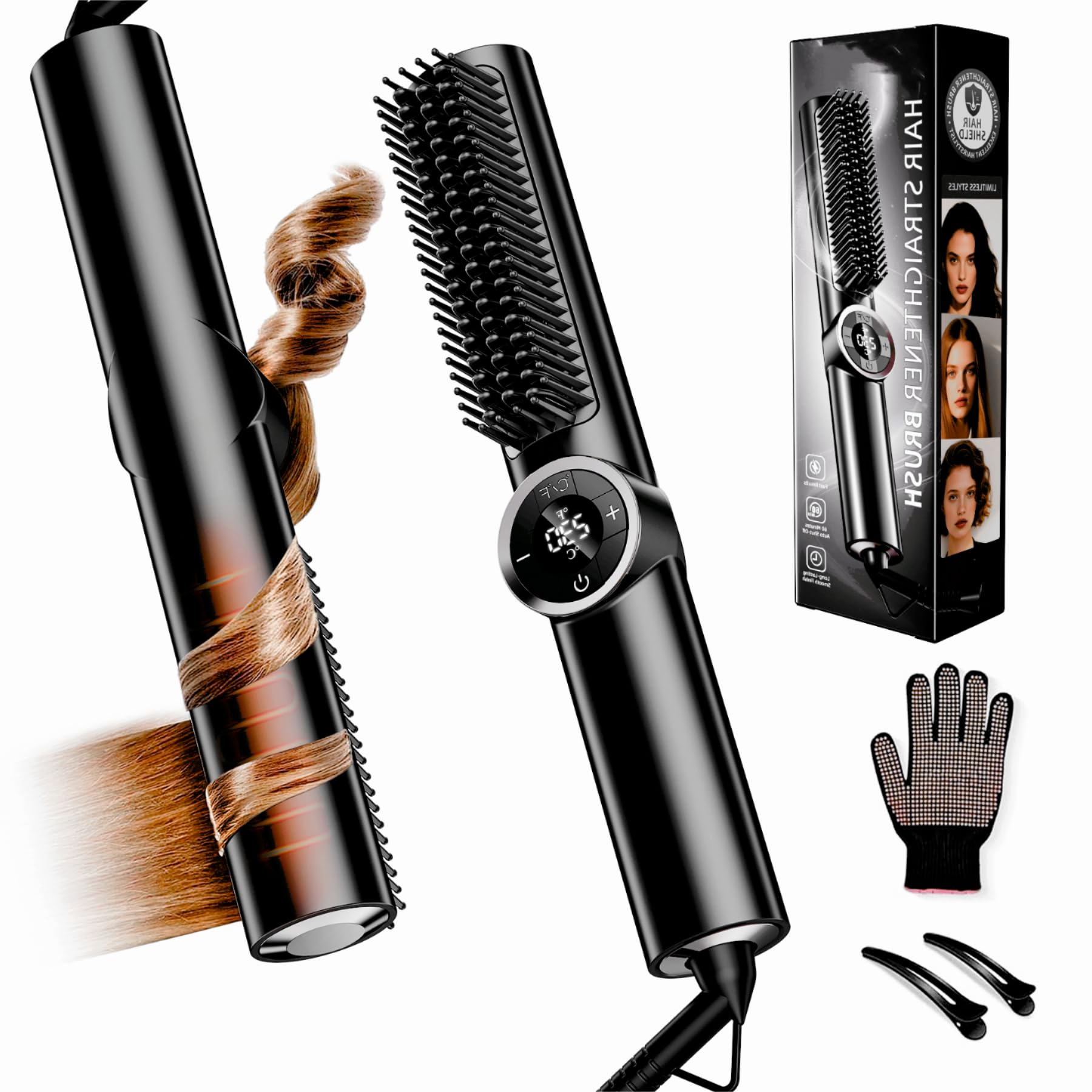 JolinKoin Hair Straightener Brush front view close-up