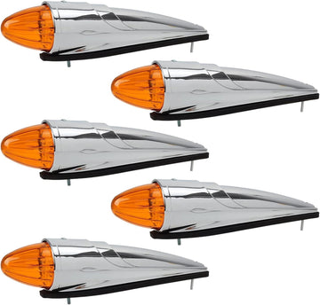 Partsam 5PCS 17 LED Amber Torpedo Cab Marker Roof Running Top Lights Assembly