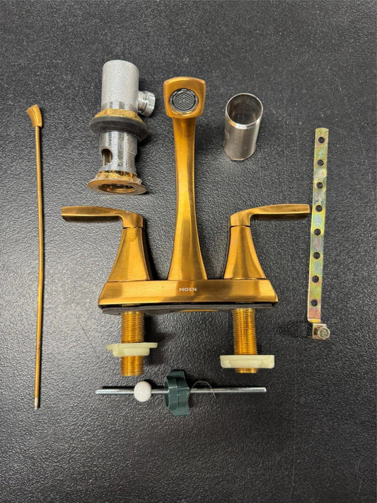 Moen Voss Brushed Gold Transitional Two-Handle High Arc Centerset Faucet