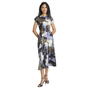 Maggy London Cap Sleeve A-Line Midi Dress Geometric Print Size 4 New — photo 4