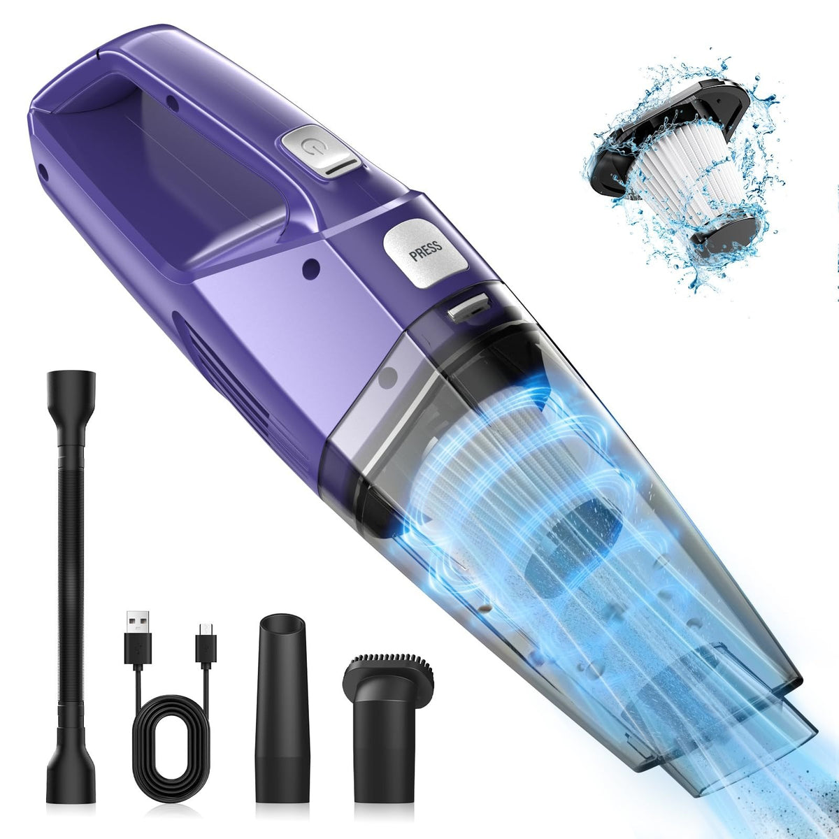 Bossdan H9 Cordless Handheld Vacuum 8KPA Purple Open Box — photo 8