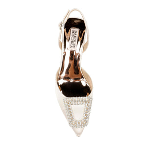 Badgley Mischka Emmie Slingback Pump Ivory Satin US W 5 New — photo 8