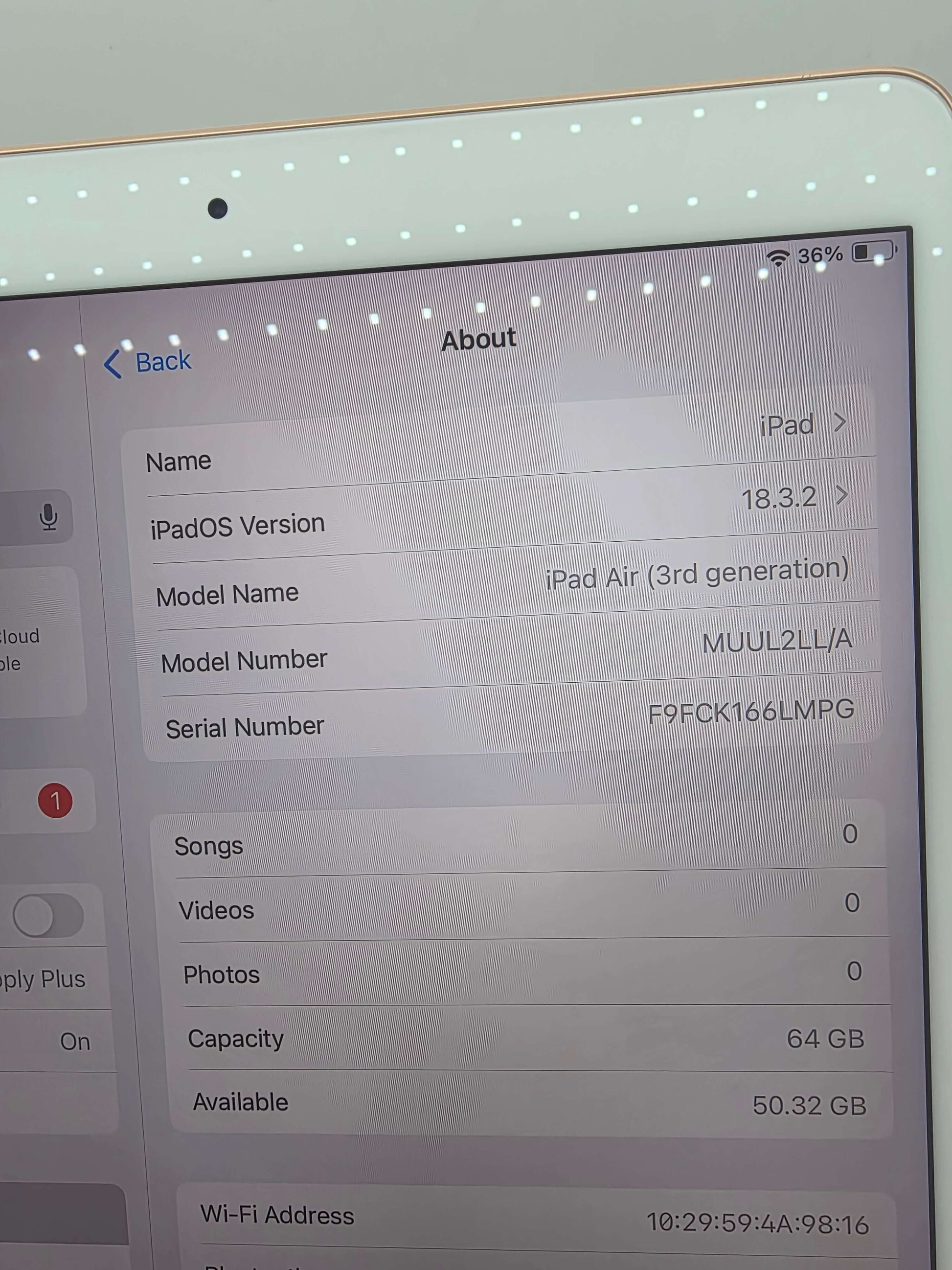 Apple iPad Air 3rd Gen back view