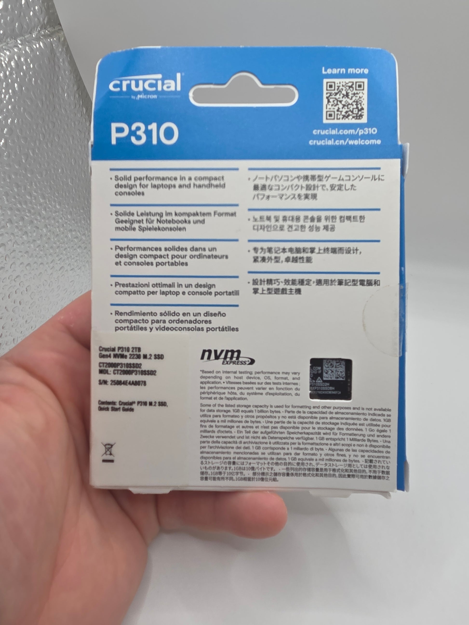Crucial P310 2TB PCIe Gen4 2230 NVMe M.2 SSD