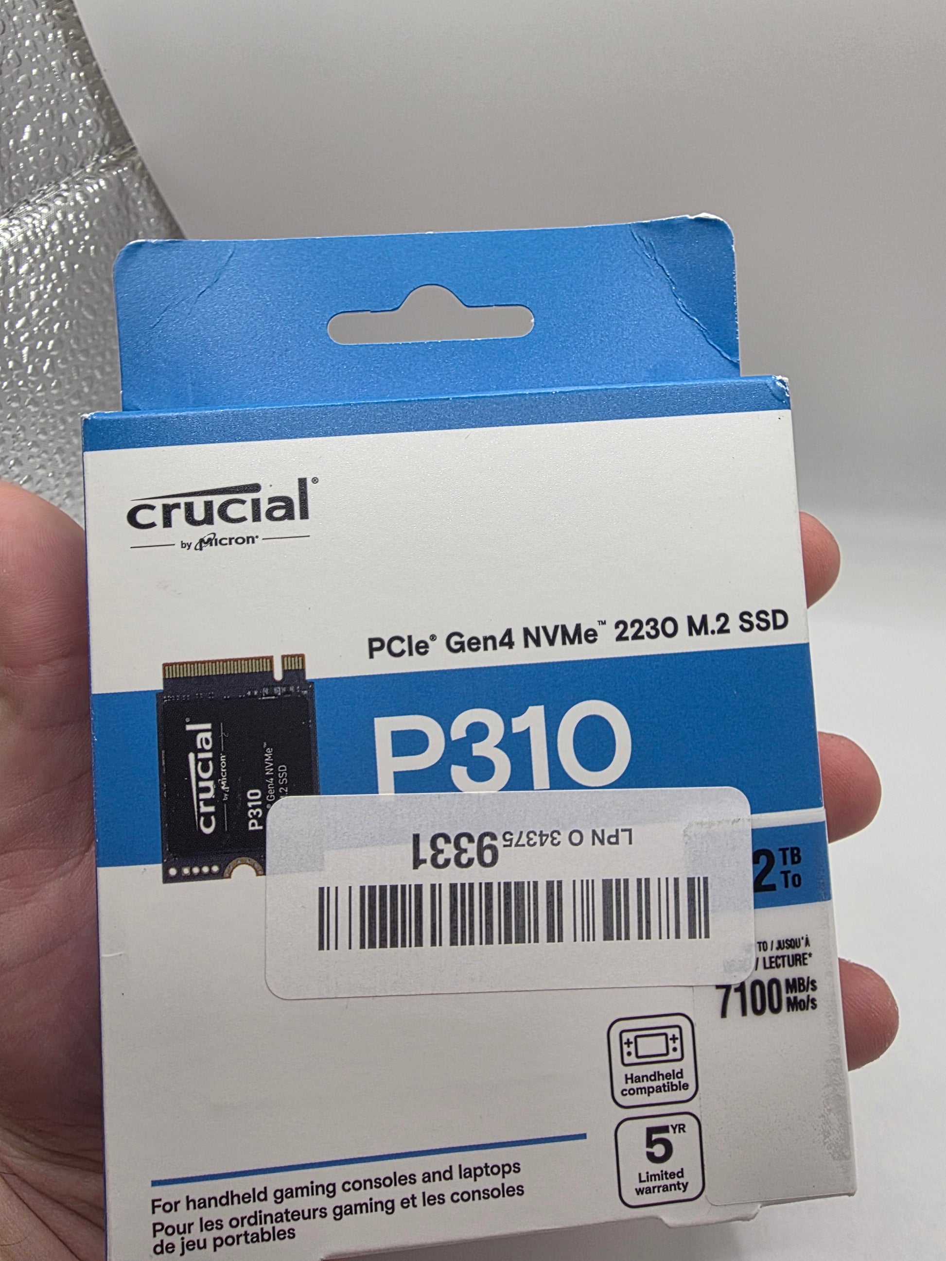 Crucial P310 2TB PCIe Gen4 2230 NVMe M.2 SSD