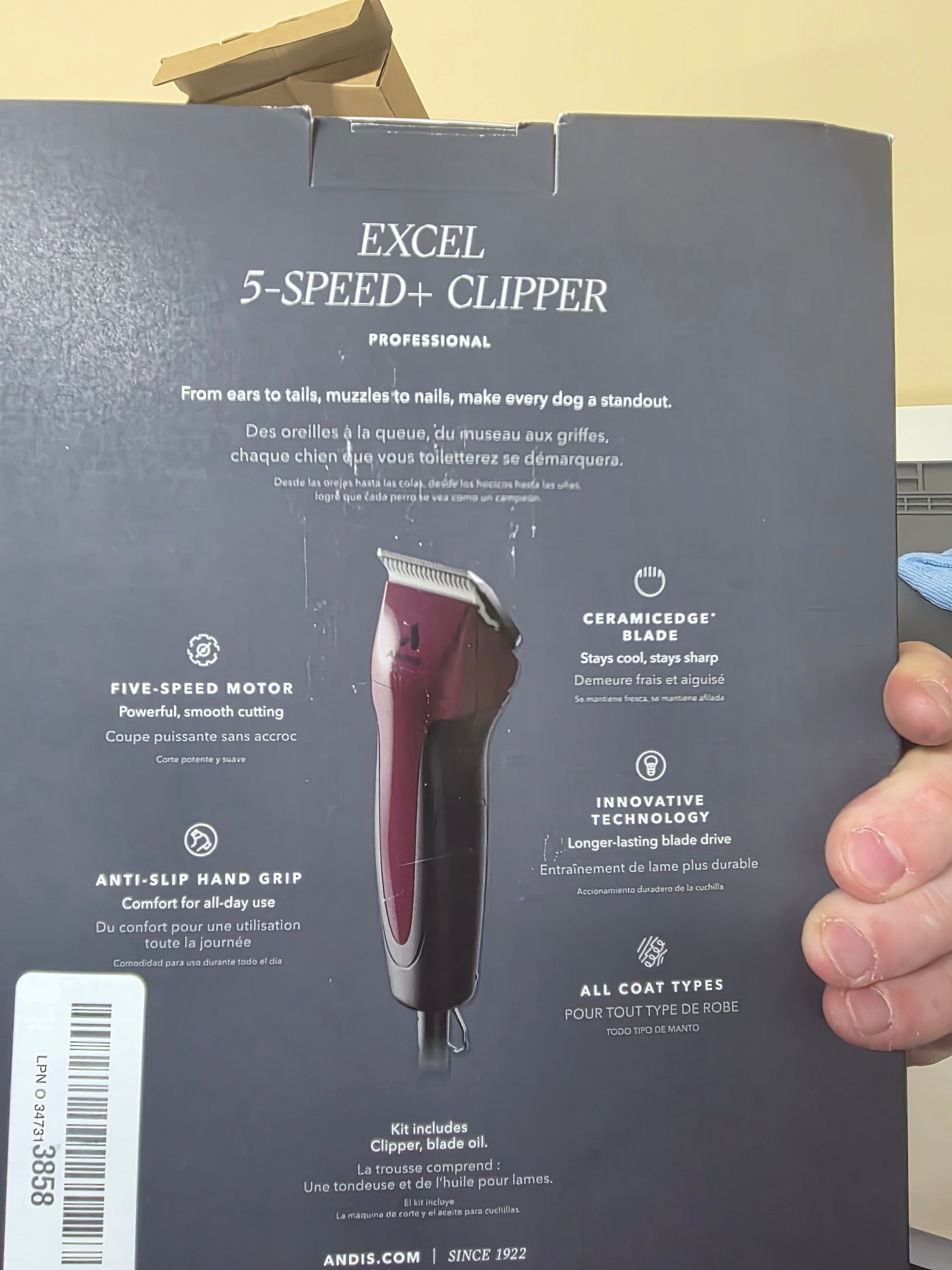 Andis 68530 Excel Professional 5-Speed Detachable Blade Clipper Kit - Burgundy