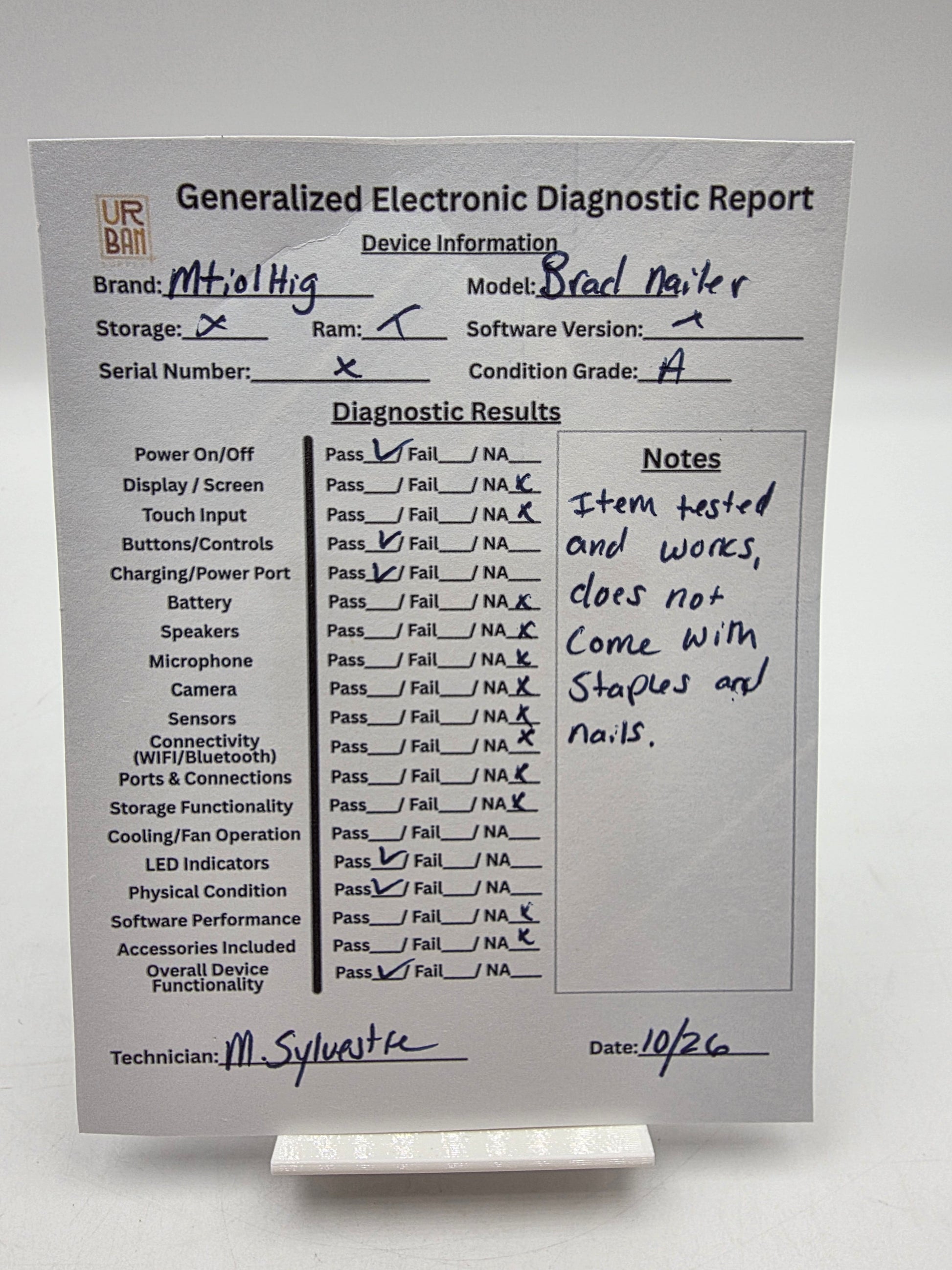 Cordless 2" Brad Nailer