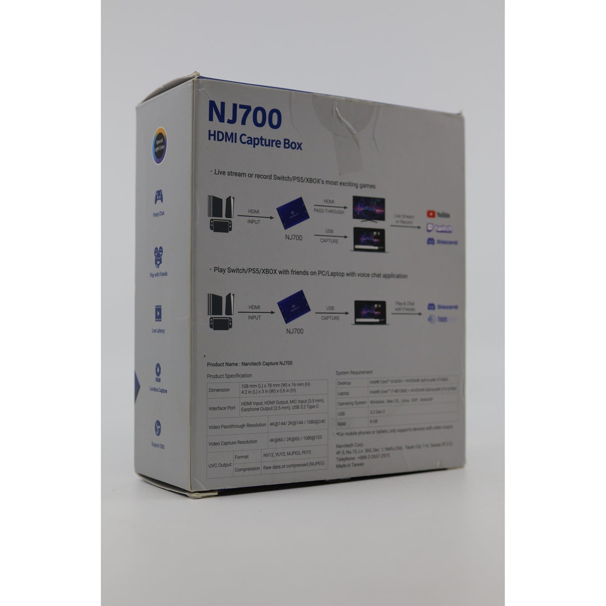 Narvitech NJ700 4K Capture Card HDMI 2.1 4K144 Passthrough Open Box — photo 4