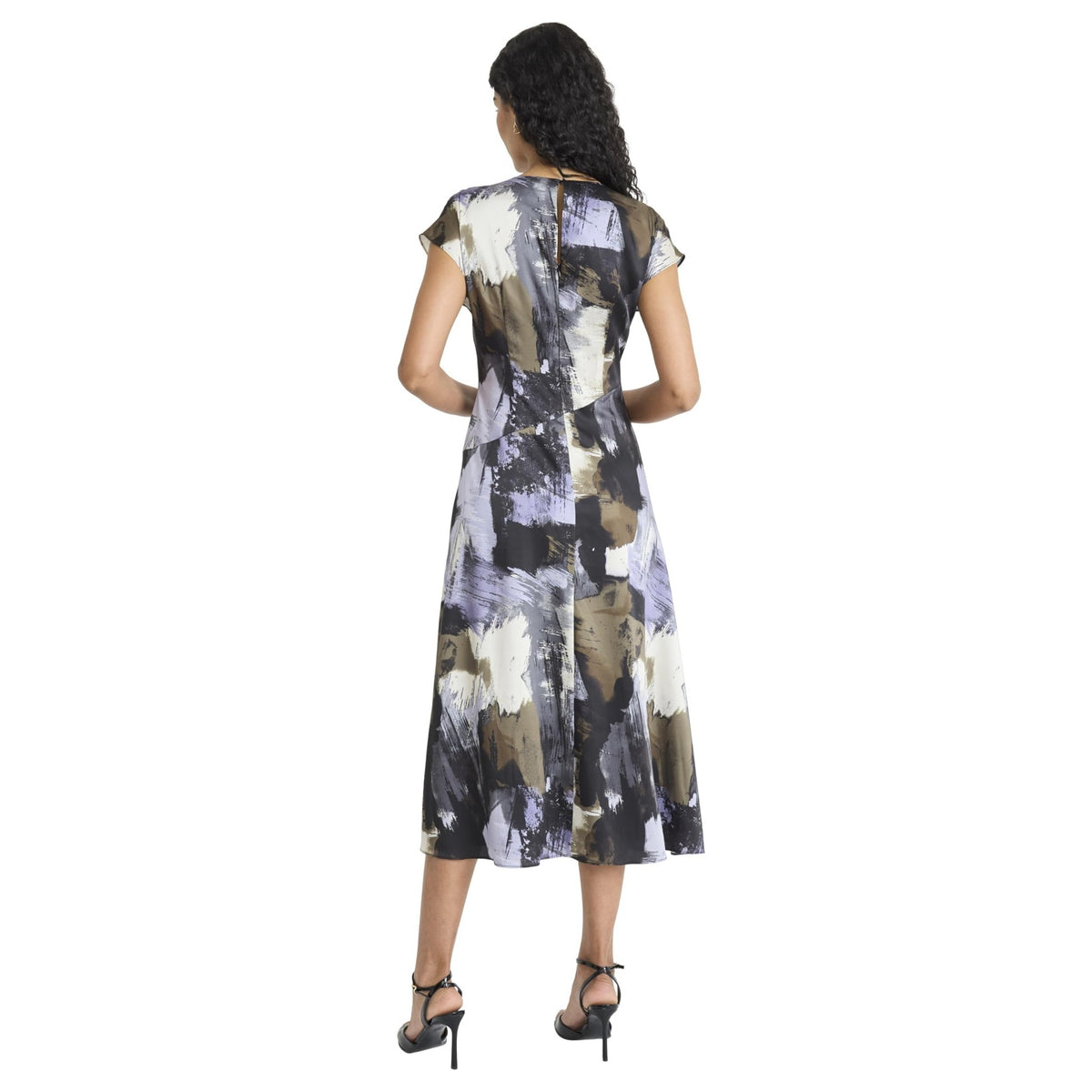 Maggy London Cap Sleeve A-Line Midi Dress Geometric Print Size 4 New — photo 5