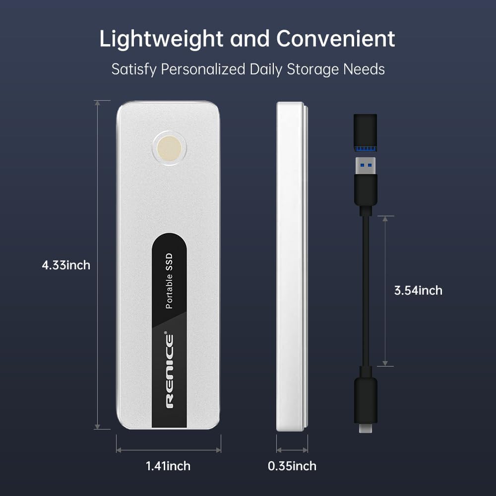 RENICE 512GB External SSD-Up to 1000MB/s,USB 3.2 Gen2 External Solid State Drive -Fingerprint encryption Portable SSD-for Mac Android TabletSmartPhone