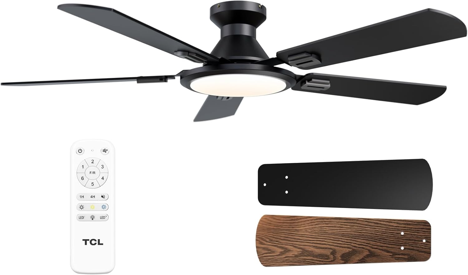 TCL 52-Inch Low Profile Ceiling Fan with Light and Remote Control