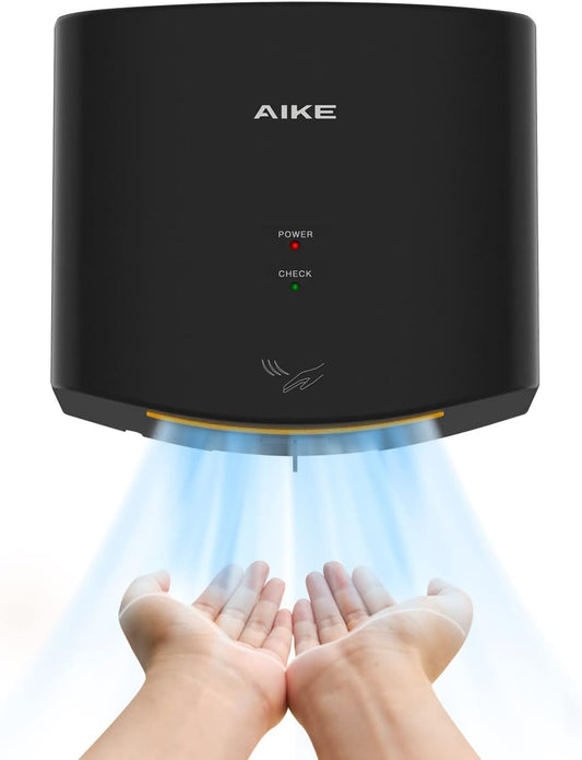 AIKE Air Wiper Compact Hand Dryer 110V 1400W Black with 2 Pin Plug - Model AK2630