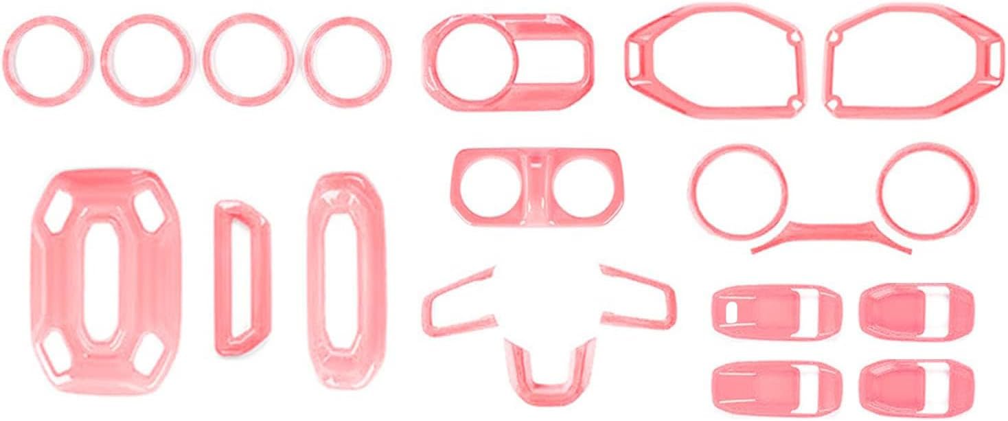 Jeliker Pink Interior Trim Kit for Jeep Wrangler JL JLU Gladiator JT 2018-2023 - 21pcs