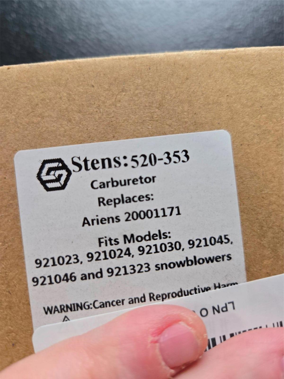 Stens 520-353 Carburetor Compatible with/Replacement for Ariens