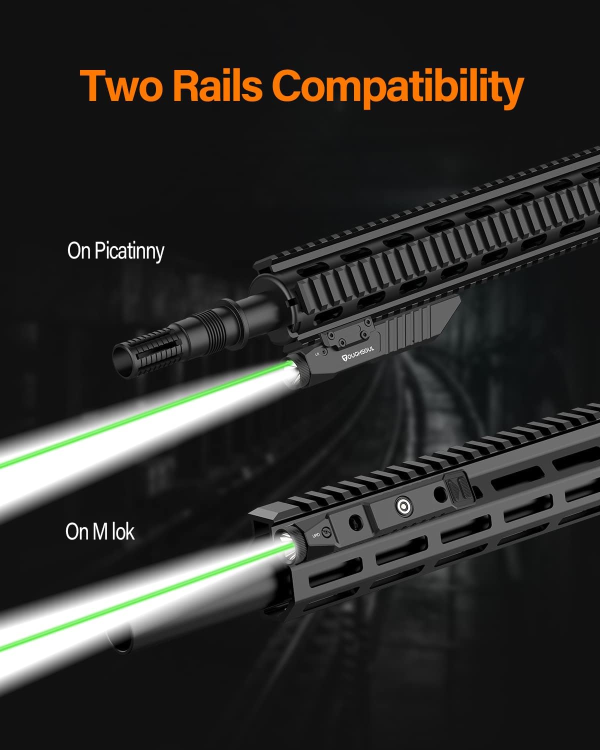 TOUGHSOUL Tactical Flashlight Green Laser Sight Combo