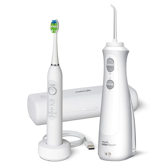 Waterpik Cordless Pearl and Sensonic Rechargeable Electric Toothbrush and Water Flosser Combo