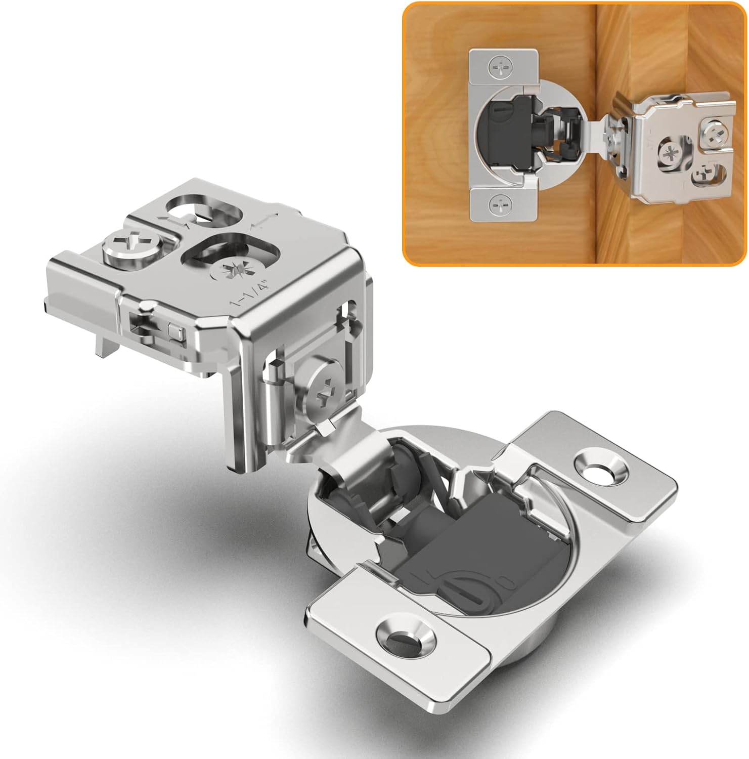 Chibery 60 Pack 1-1/4" 4D Overlay Soft Close Concealed Hinges