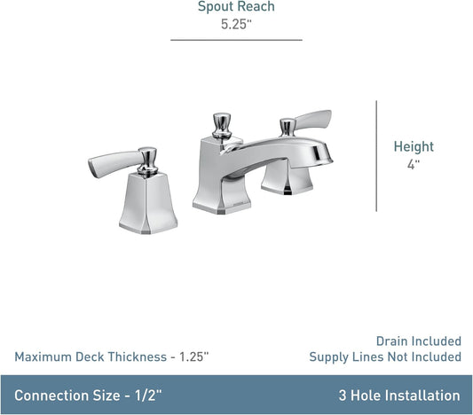 Moen Conway Chrome Two-Handle Widespread Bathroom Sink Faucet
