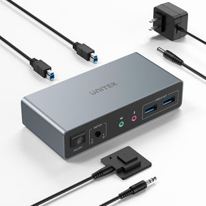 Unitek KVM Switch 2 Monitors 2 Computers 4K@60Hz HDMI+DisplayPort