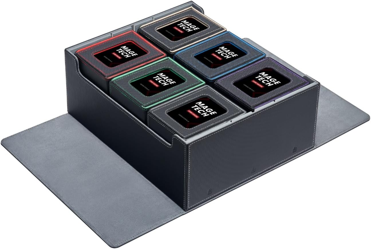 Mage Tech Commander Plus Collection - 6 Commander Plus Deck Boxes & 1 Overseer Storage Case - Grey