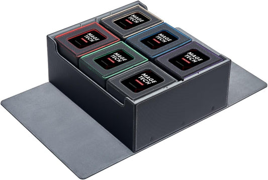 Mage Tech Commander Plus Collection - 6 Commander Plus Deck Boxes & 1 Overseer Storage Case - Grey