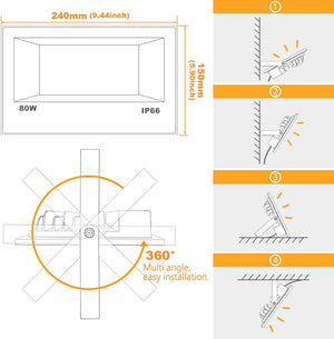 MELPO LED Flood Light Outdoor 800W Equivalent 8000LM Smart RGB Landscape Lighting with APP Control