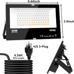 MELPO LED Flood Light Outdoor 800W Equivalent 8000LM Smart RGB Landscape Lighting with APP Control