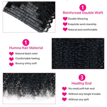 Seamless Curly Clip in Hair Extensions Real Human Hair Brazilian Virgin Human Hair Clip in Extensions 8Pcs Seamless Clip ins for Black Women with 18Clips PU Skin Weft 120g 20inch Natural Black