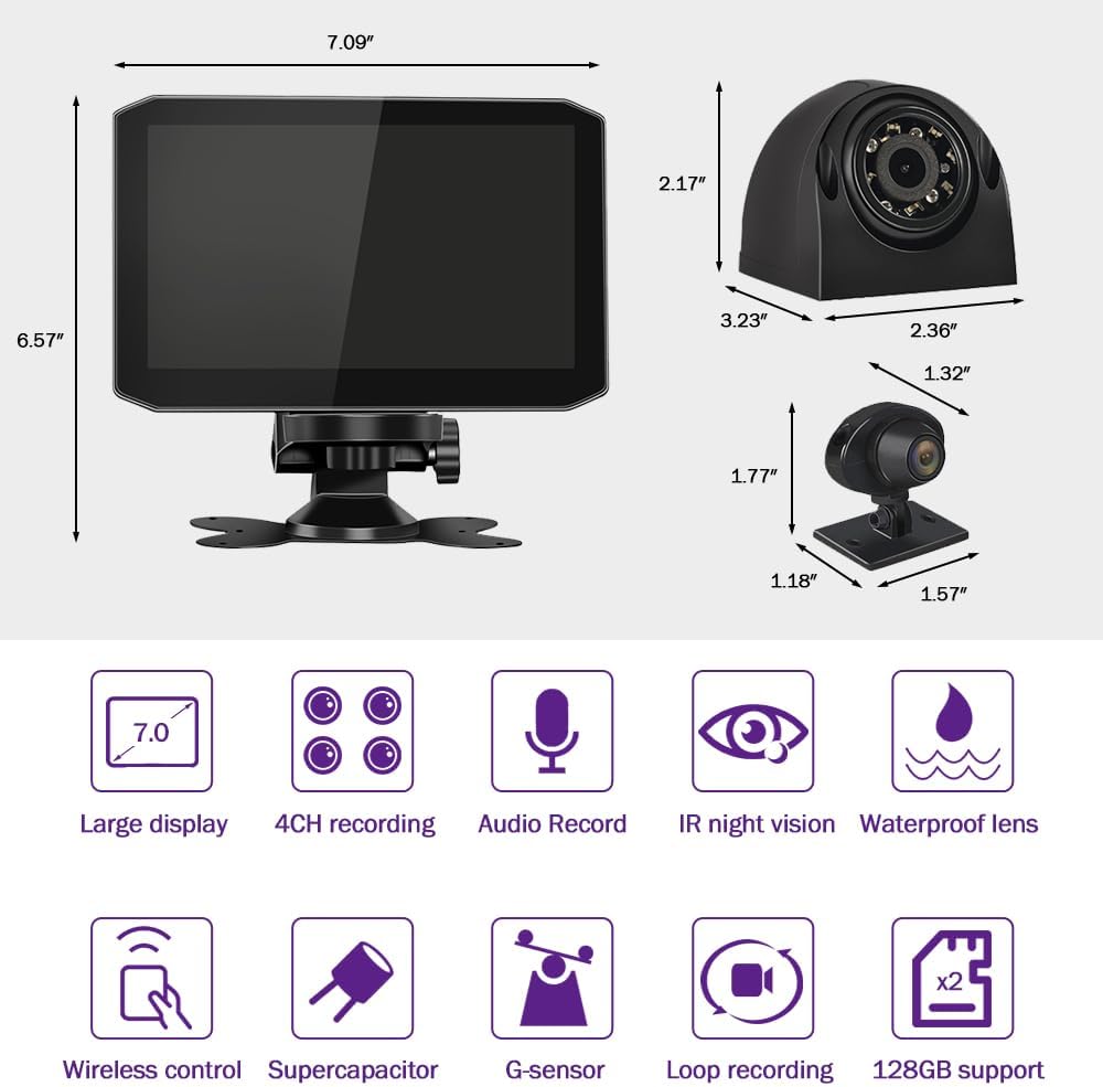 VSYSTO 4CH Truck Dash Camera System