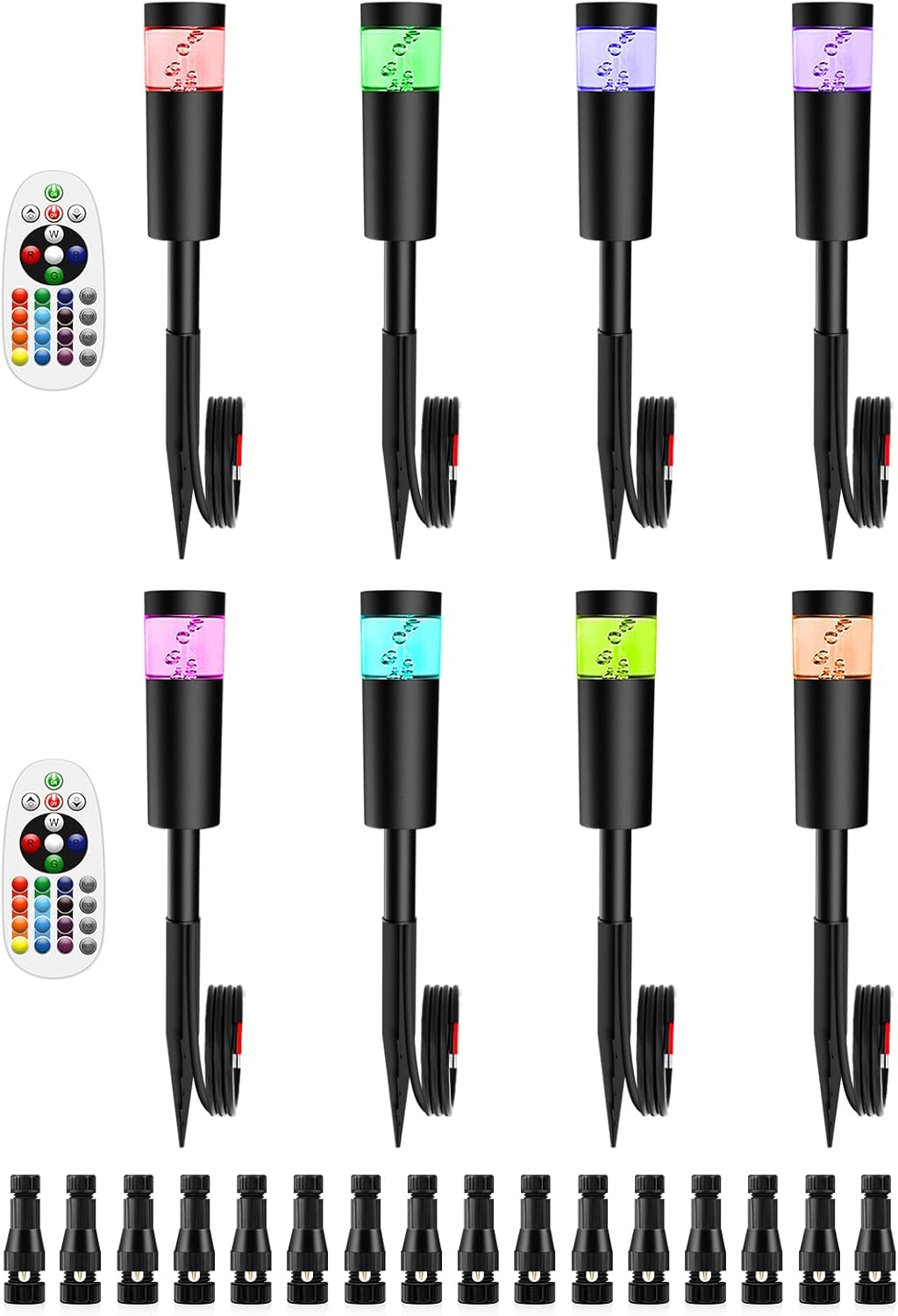 DOREIO 5W RGBW Low Voltage Landscape Pathway Lights – 8 Pack