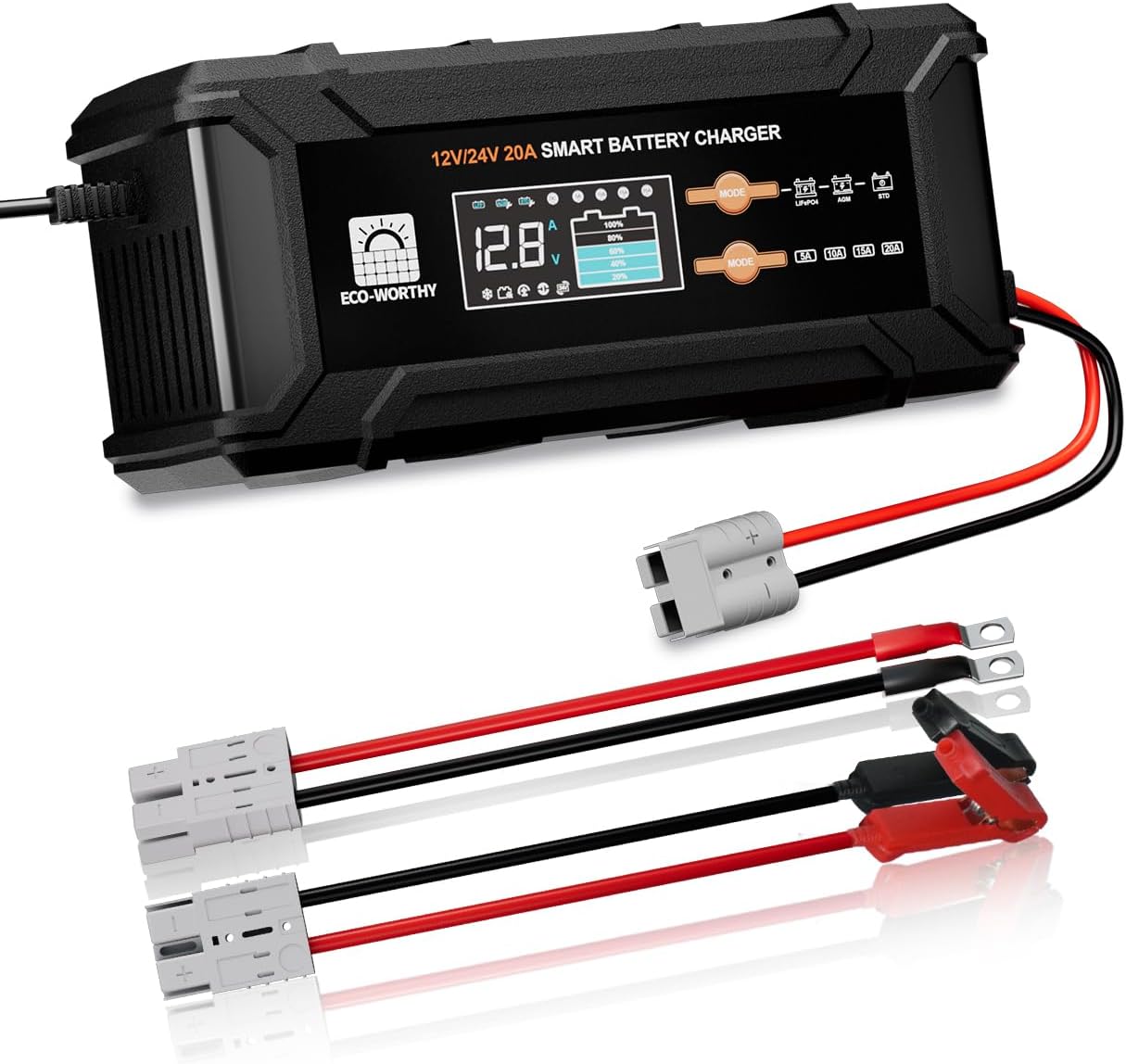 ECO-Worthy 12V/24V 20A Smart Battery Charger Maintainer