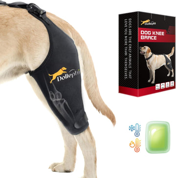 Dollephi Dog Knee Brace for Torn ACL Hind Leg, Hot/Cold Compress for Patella Dislocation or Osteoarthritis, Cruciate Ligament Injuries, for Medium & Large Dogs(Left Leg,XL)