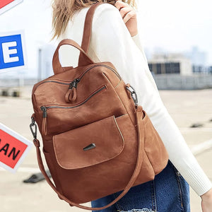 WYFJNX PU Leather Small Backpack Purse Women Brown 12x11" New — photo 5