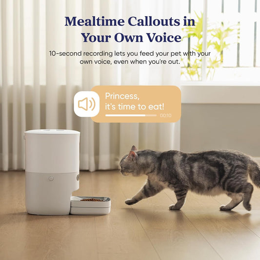 Automatic Cat Feeder,WiFi Smart Scale Tracks Pet's Food Intake, App Remote Feeding, 3.6L Timed Food Dispenser for Cats and Dogs, Up to 10 Meals Per Day, Stainless Steel Bowl, Dual Power Supply