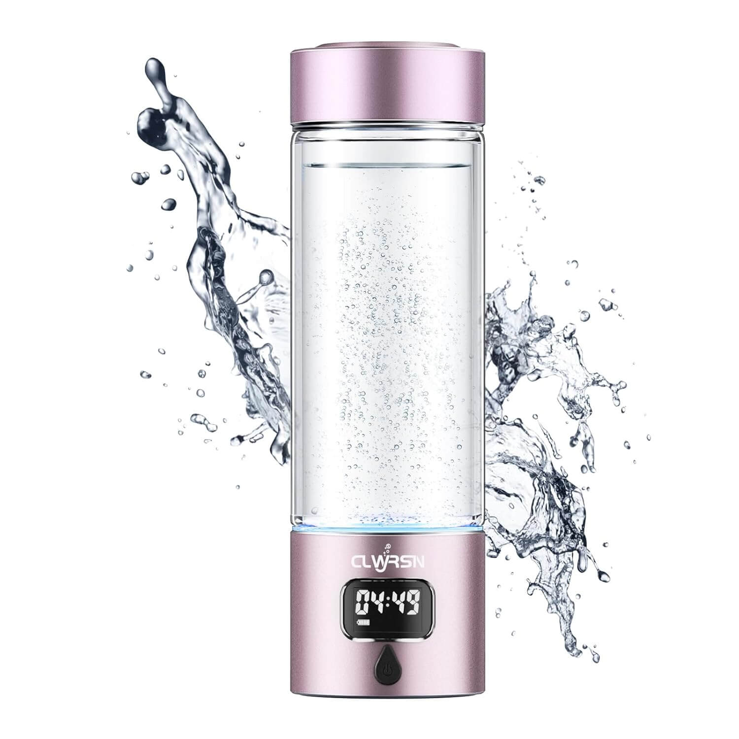 Pink hydrogen water bottle generator with 5000ppb capacity and advanced SPE/PEM technology for enhanced hydration.