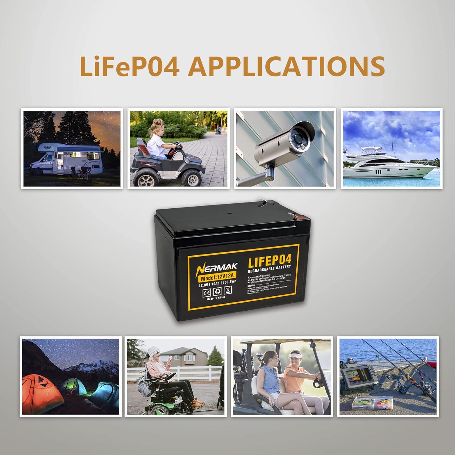 2 Pack 12V 12Ah LiFePO4 Deep Cycle Battery