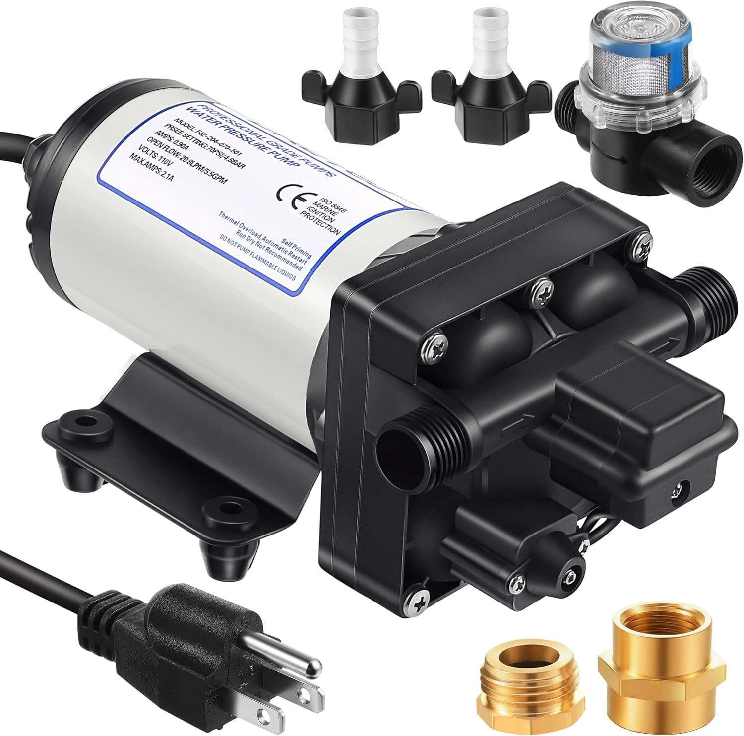 Water Pressure Booster Pump 110V 5.5 GPM 70 PSI