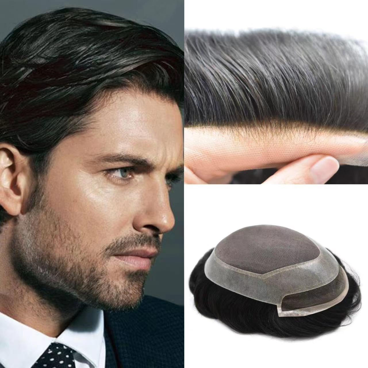 Durable French Lace Front Natural Hairline Hairpiece