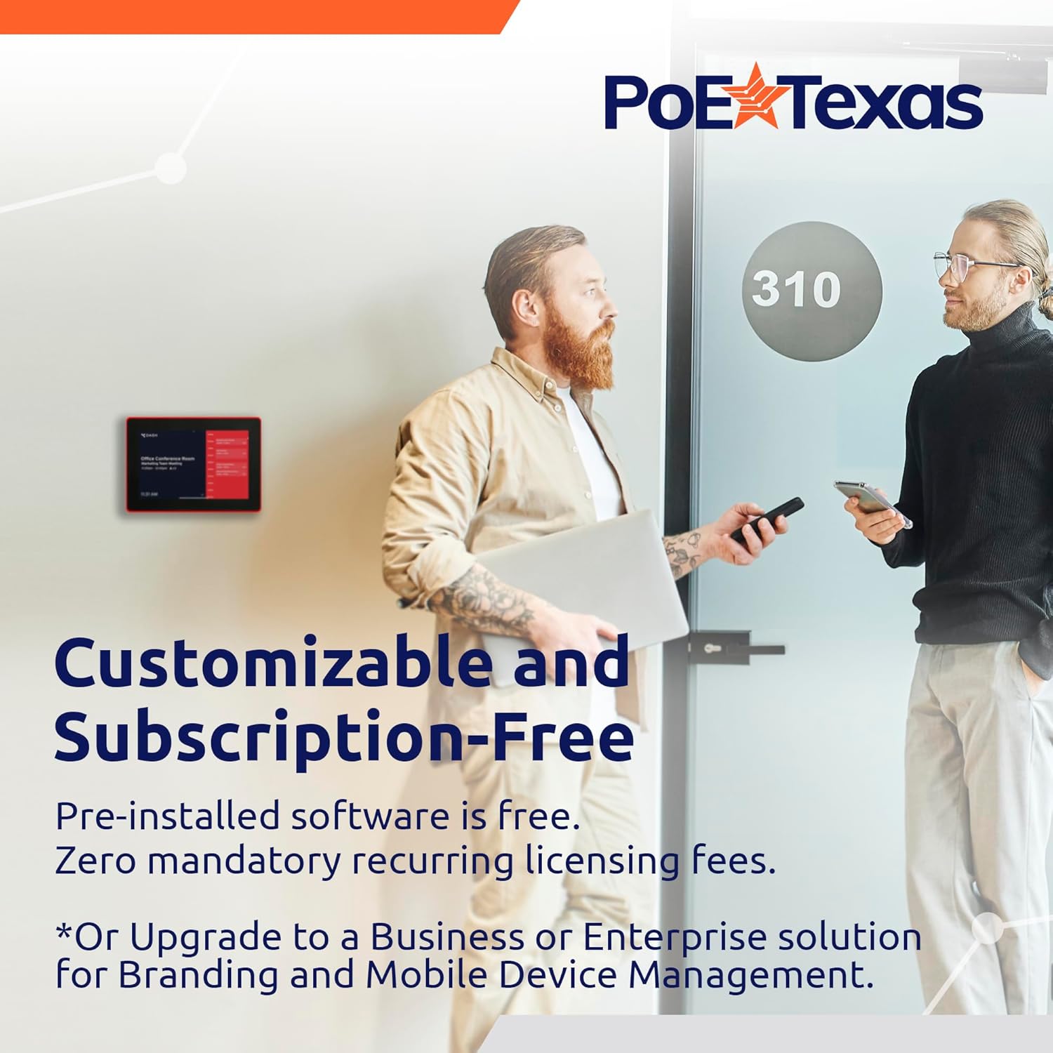 PoE Texas 8-Inch Touchscreen Conference Room Scheduler Tablet