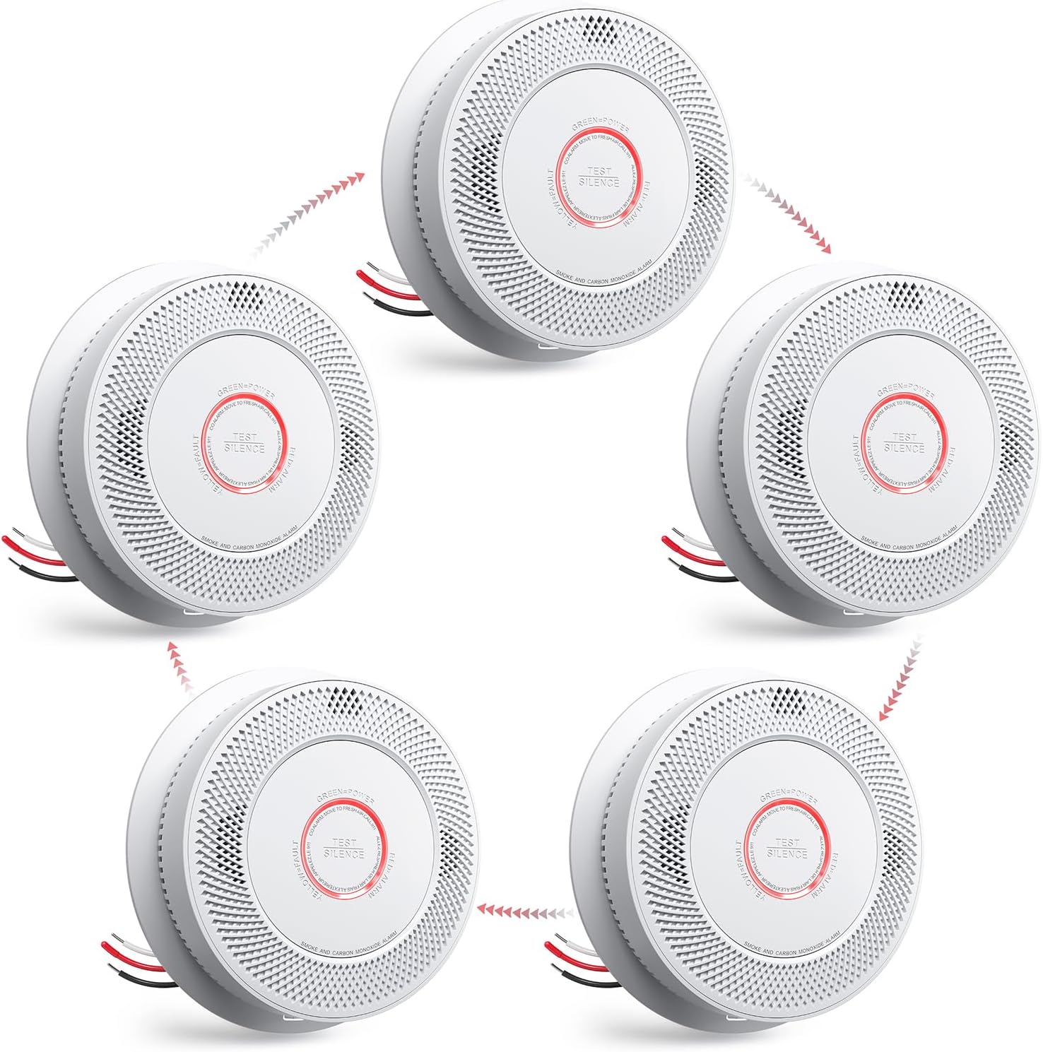 5-Pack Hardwired Smoke and Carbon Monoxide Detector Combo