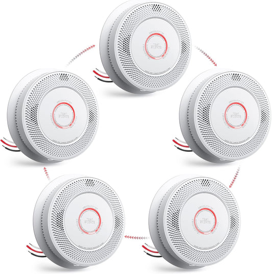 5-Pack Hardwired Smoke and Carbon Monoxide Detector Combo