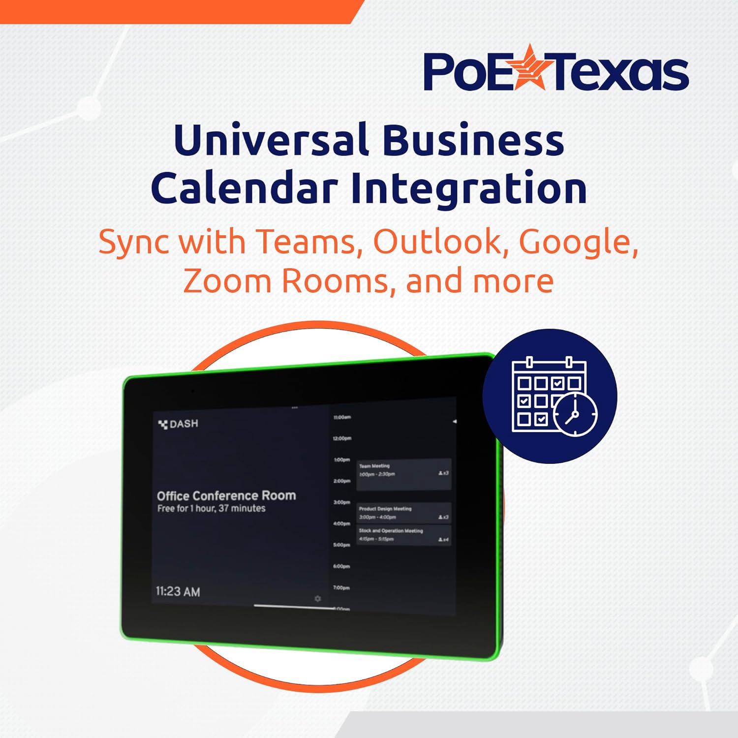 PoE Texas 8-Inch Touchscreen Conference Room Scheduler Tablet